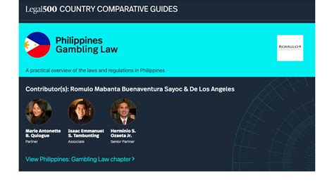 Philippines: Gambling Law – Country Comparative Guides .